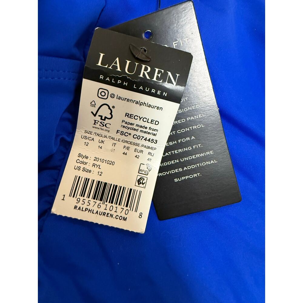 NWT Ralph Lauren Beach Club Solids Ruffle Tankini Top, Sapphire Blue, 12 - Picture 4 of 4